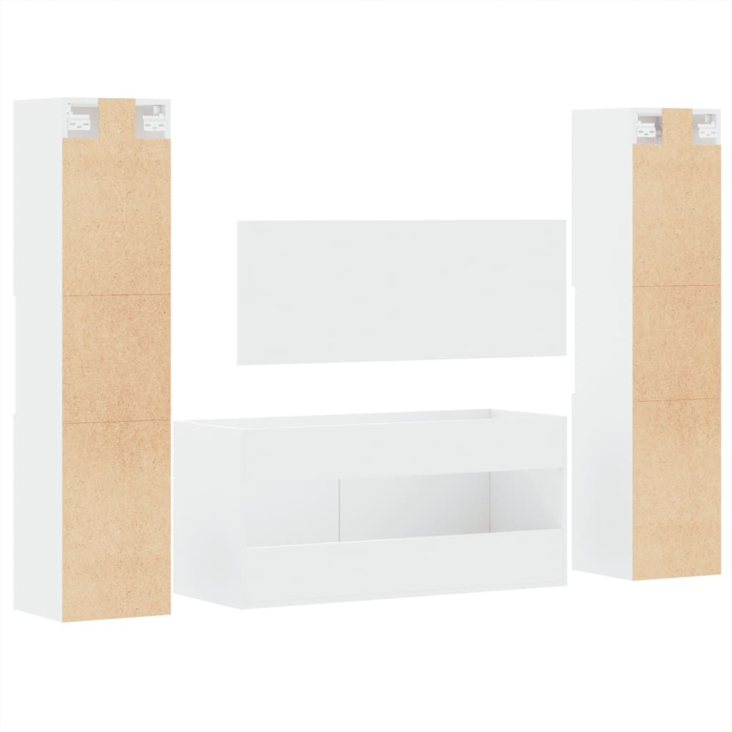 Set Mobili da Bagno 4 pz Bianco in Legno Multistrato 3308536