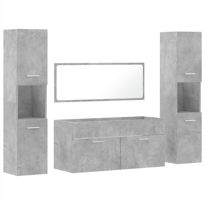 Set Mobili da Bagno 4 pz Grigio Cemento in Legno Multistrato 3308539