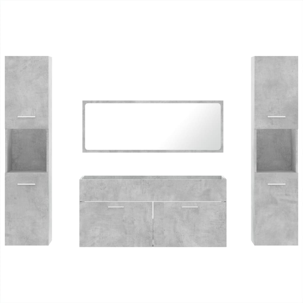 Set Mobili da Bagno 4 pz Grigio Cemento in Legno Multistrato 3308539