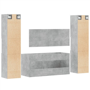 Set Mobili da Bagno 4 pz Grigio Cemento in Legno Multistrato 3308539