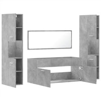 Set Mobili da Bagno 4 pz Grigio Cemento in Legno Multistrato 3308539