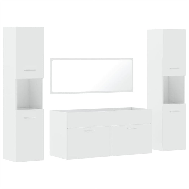 Set Mobili da Bagno 4 pz Bianco Lucido in Legno Multistrato 3308540