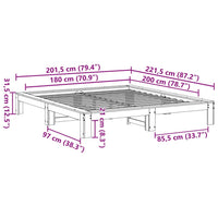 Letto senza Materasso Bianco 180x200 cm Legno Massello di Pino 3308730