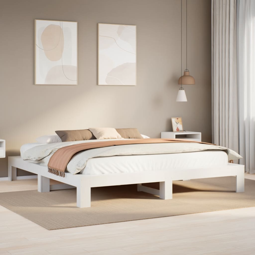 Letto senza Materasso Bianco 180x200 cm Legno Massello di Pino 3308730