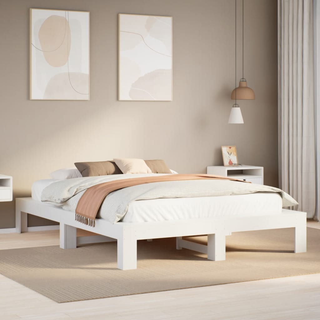 Letto senza Materasso Bianco 160x200 cm Legno Massello di Pino 3308733