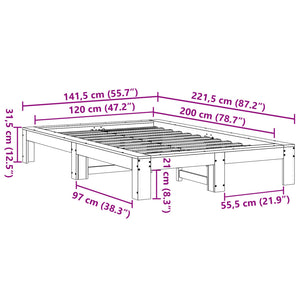 Letto senza Materasso 120x200 cm in Legno Massello di Pino 3308741