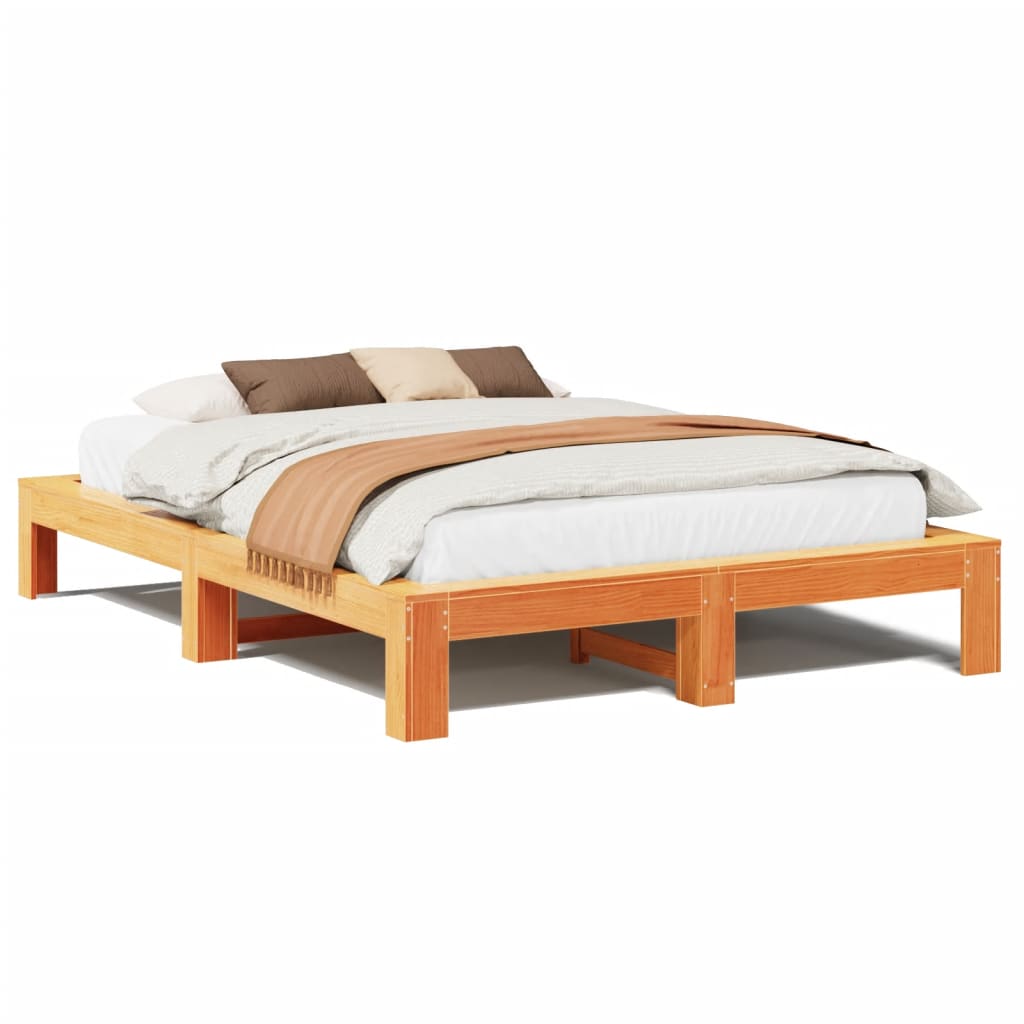 Letto senza Materasso Marrone Cera 140x190 cm in Legno di Pino 3308746