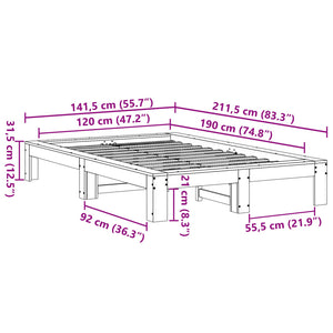 Letto senza Materasso Bianco 120x190 cm Legno Massello di Pino 3308751