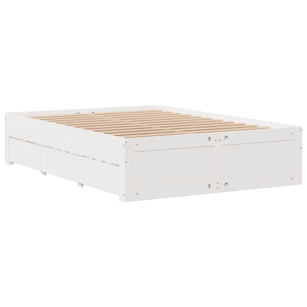 Letto Libreria senza Materasso Bianco 150x200 cm Legno di Pino 3308958