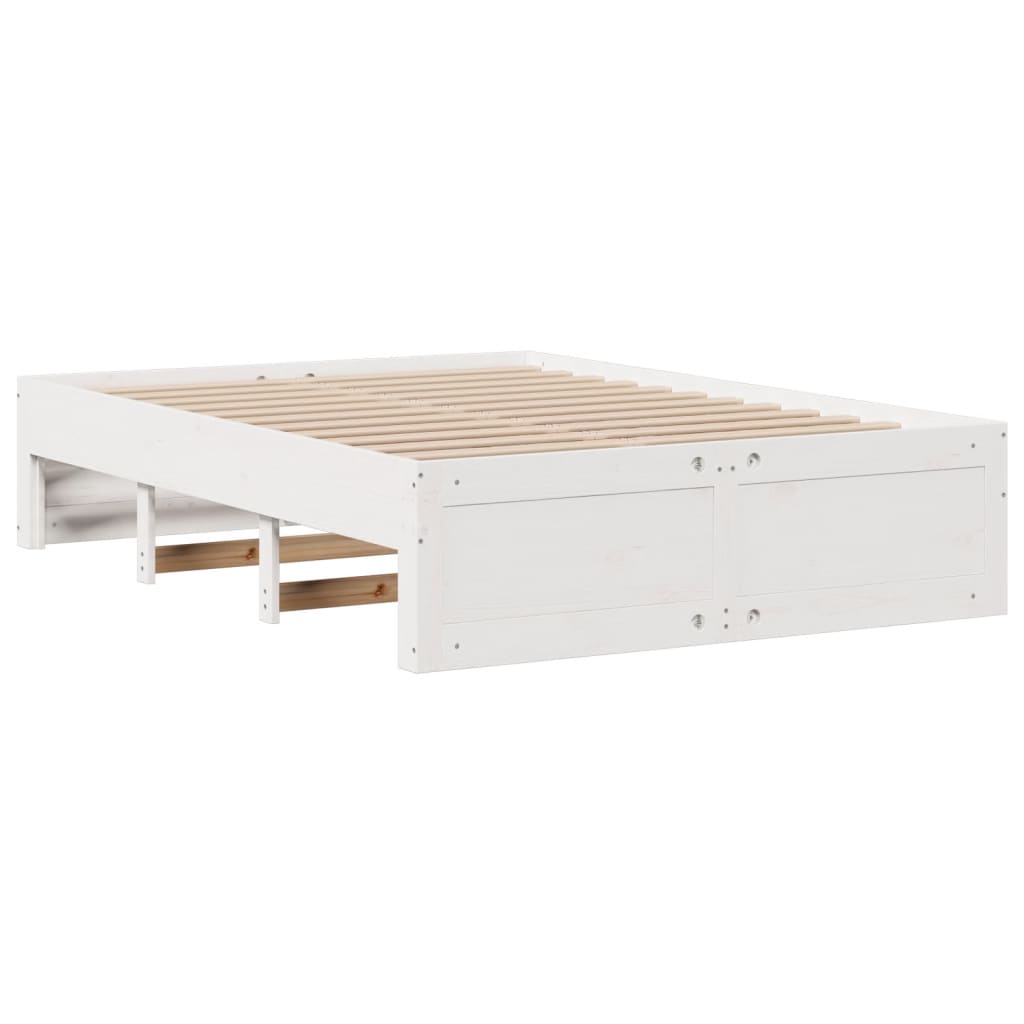 Letto Libreria senza Materasso Bianco 150x200 cm Legno di Pino 3308958