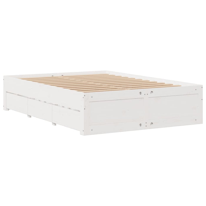 Letto Libreria senza Materasso Bianco 140x200 cm Legno di Pino 3308961