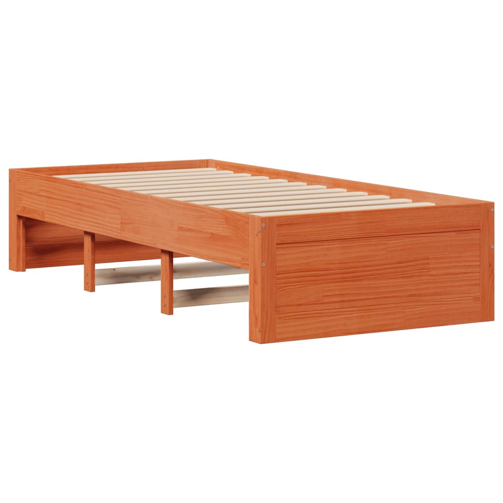 Letto Libreria senza Materasso Marrone Cera 100x200 cm in Pino 3308968