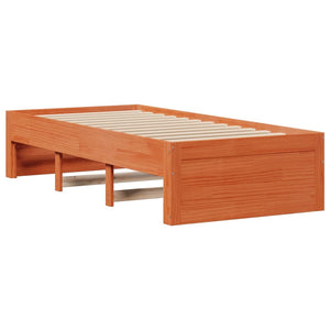 Letto Libreria senza Materasso Marrone Cera 90x200 cm in Pino 3308971