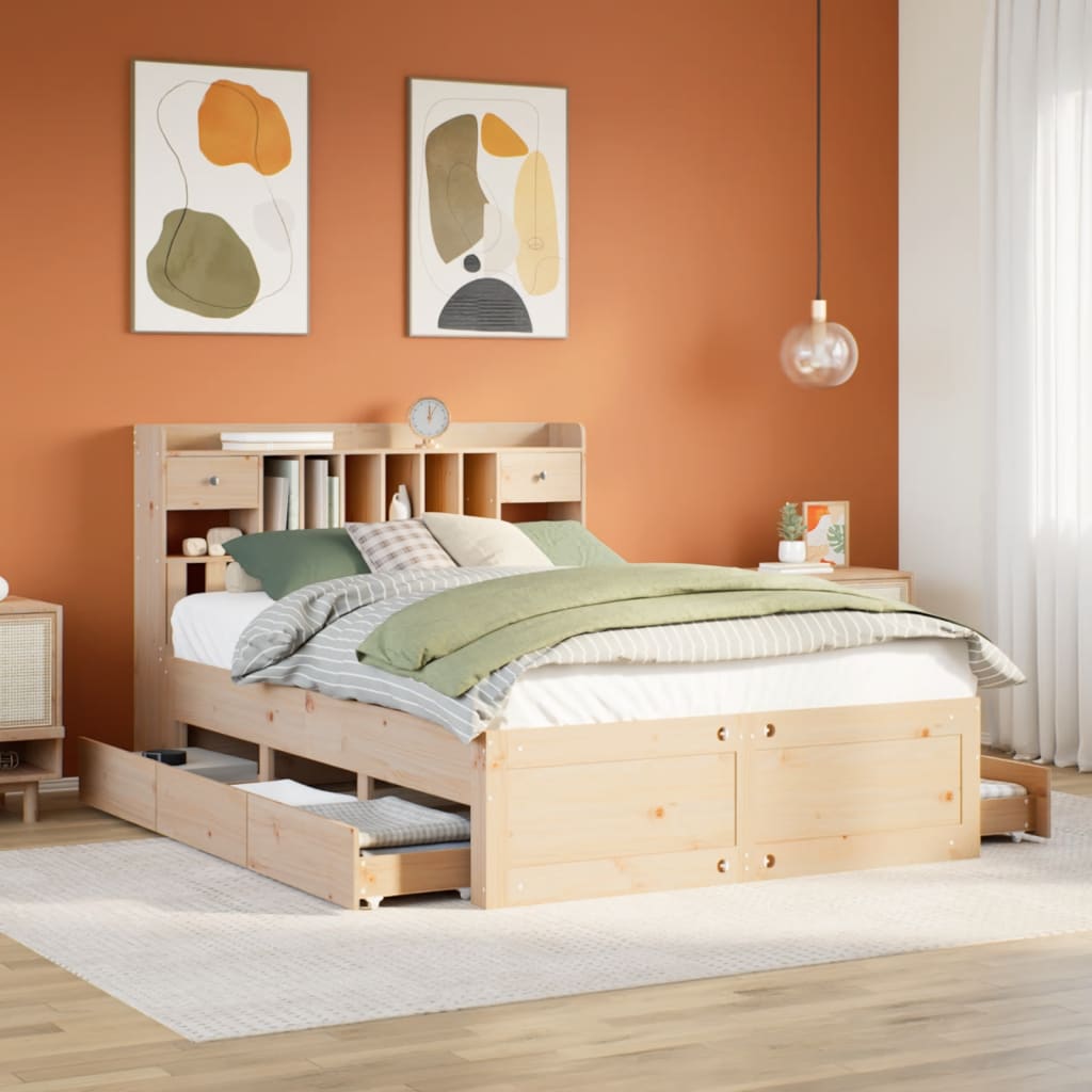 Letto Libreria senza Materasso 140x190 cm in Legno di Pino 3308972