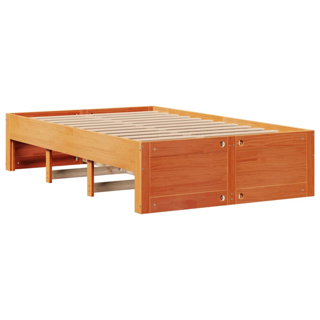 Letto Libreria senza Materasso Marrone Cera 120x190 cm in Pino 3308980