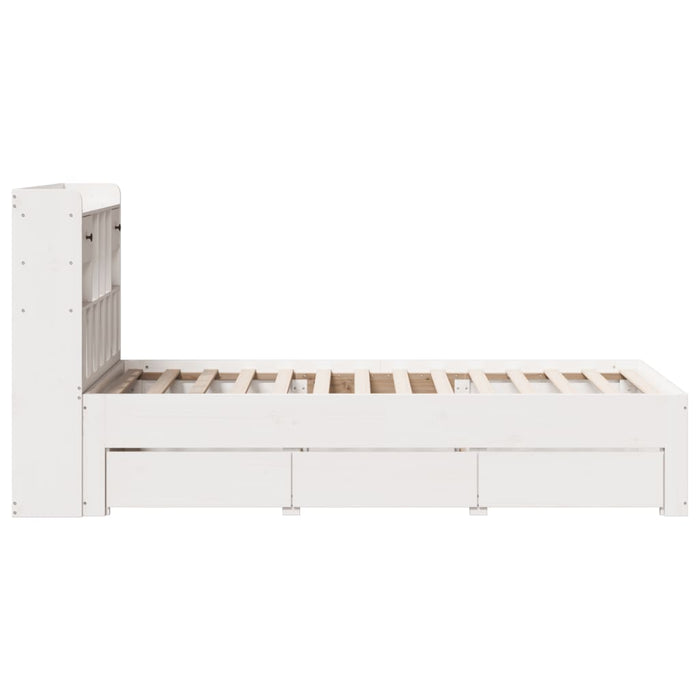 Letto Libreria senza Materasso Bianco 90x190 cm Massello Pino 3308982