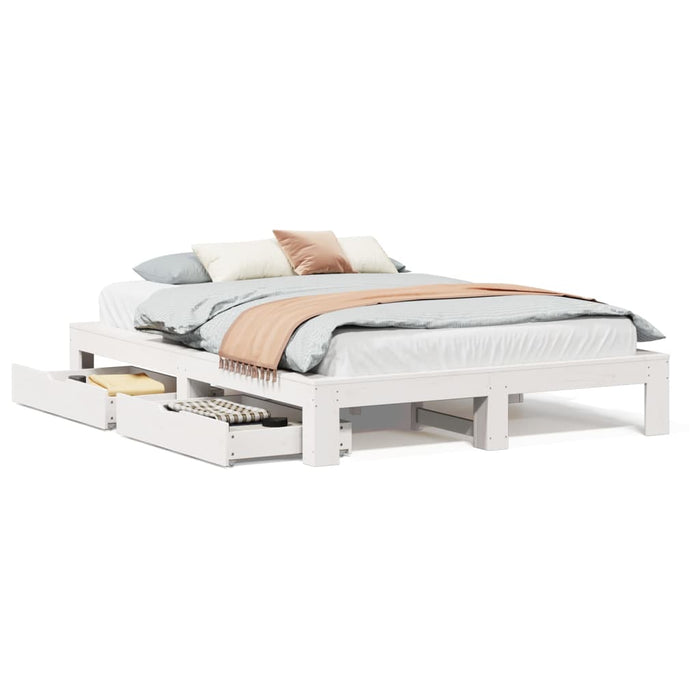 Letto senza Materasso Bianco 140x190 cm Legno Massello di Pino 3309012