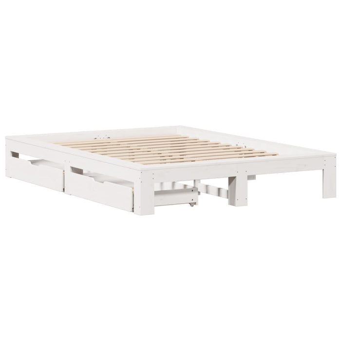 Letto senza Materasso Bianco 140x190 cm Legno Massello di Pino 3309012