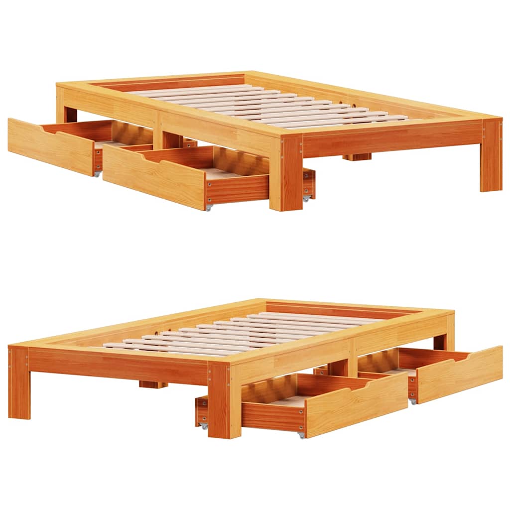 Letto senza Materasso Marrone Cera 75x190 cm in Legno di Pino 3309025