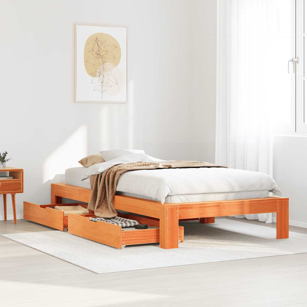 Letto senza Materasso Marrone Cera 75x190 cm in Legno di Pino 3309025