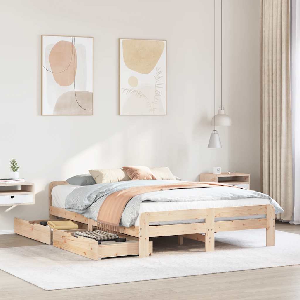 Letto senza Materasso 160x200 cm in Legno Massello di Pino 3309032