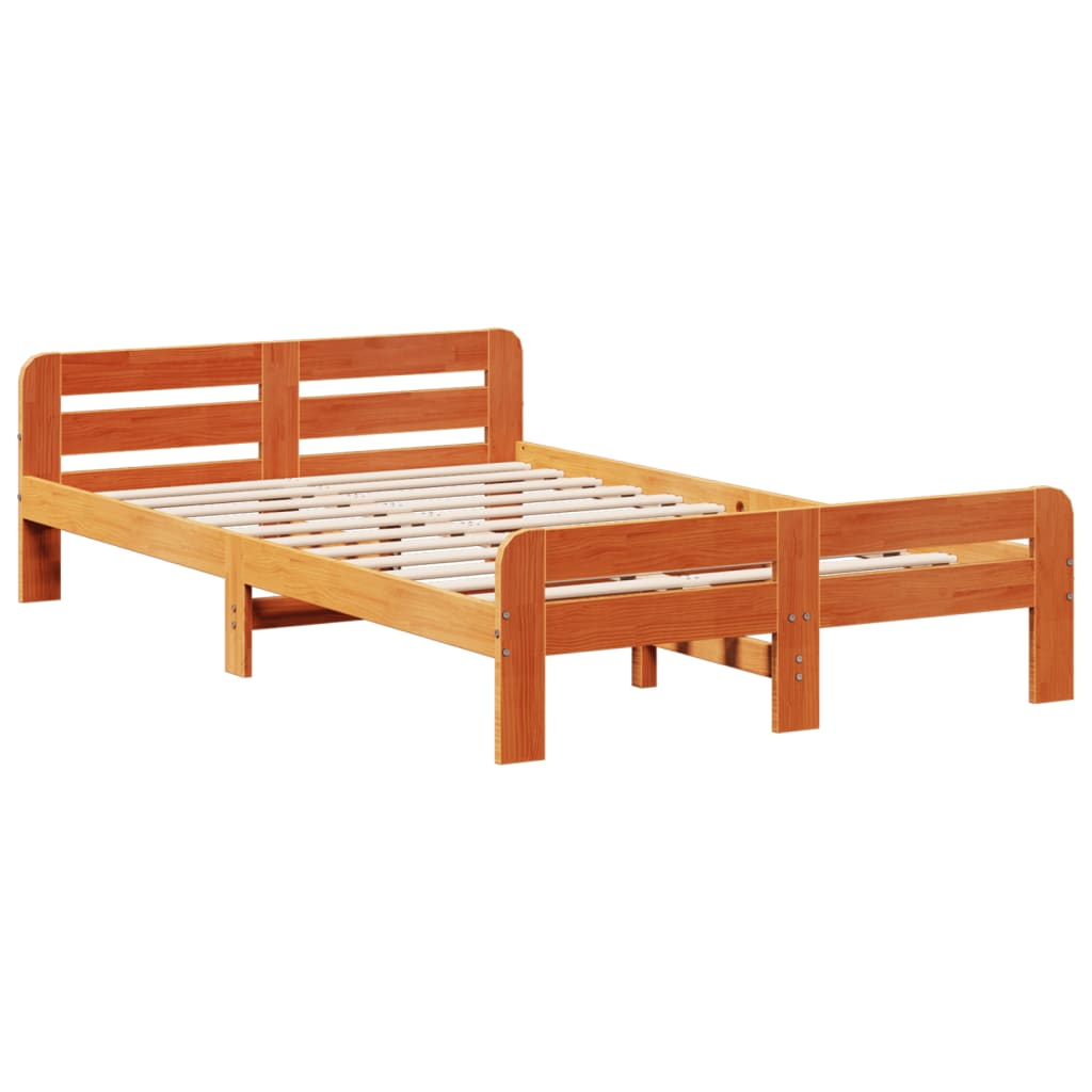 Letto senza Materasso Marrone Cera 135x190 cm in Legno di Pino 3309055