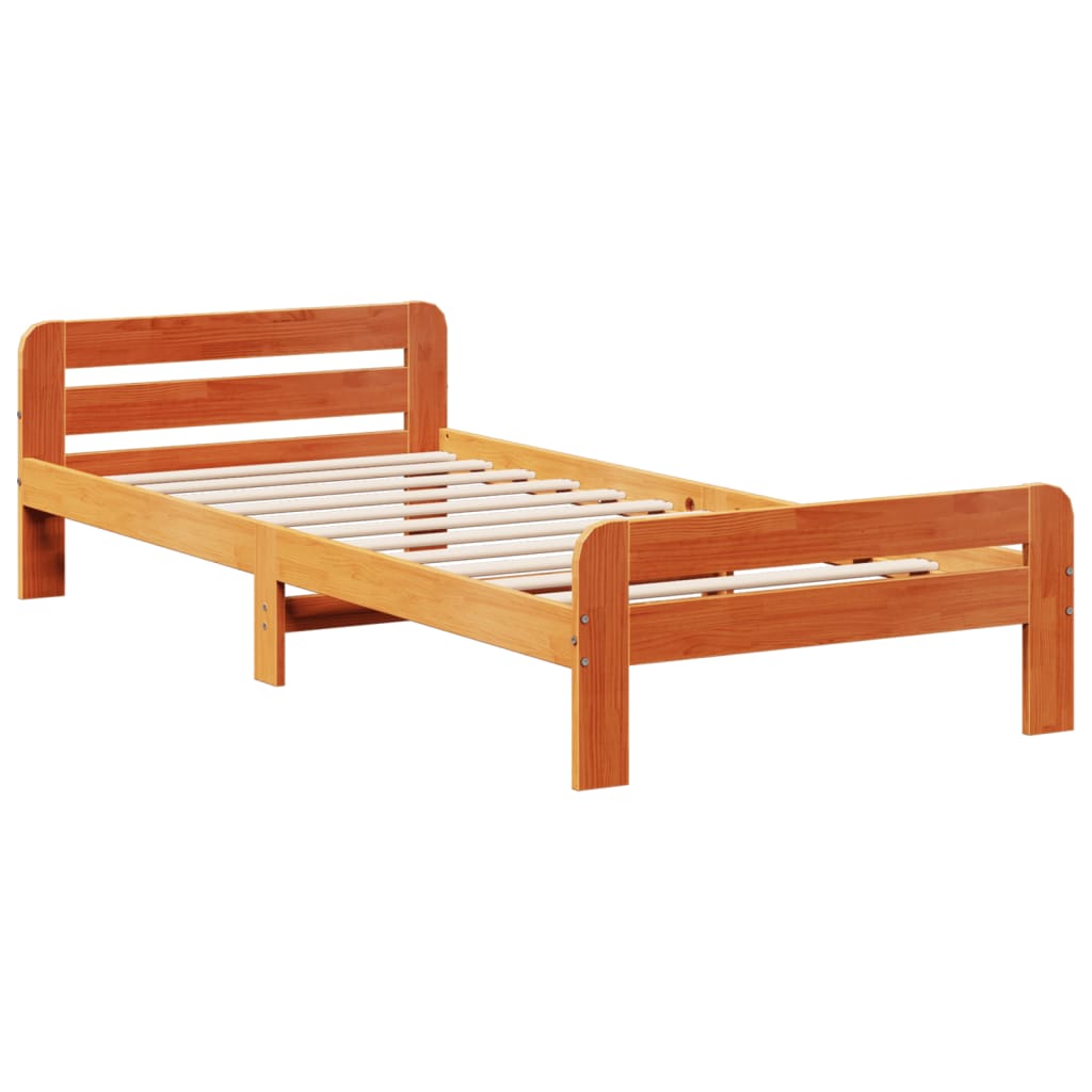 Letto senza Materasso Marrone Cera 75x190 cm in Legno di Pino 3309064