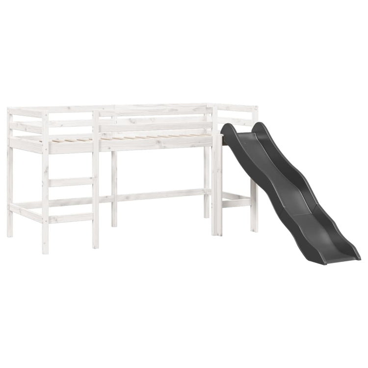 Letto a Soppalco con Tende Bambini Bianco e Nero 80x200 cm Pino 3309068