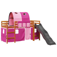 Letto a Soppalco con Tunnel Bambini Rosa 80x200cm Massello Pino 3309100