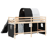 Letto a Soppalco con Tunnel Bambini Bianco e Nero 90x190cm Pino 3309110