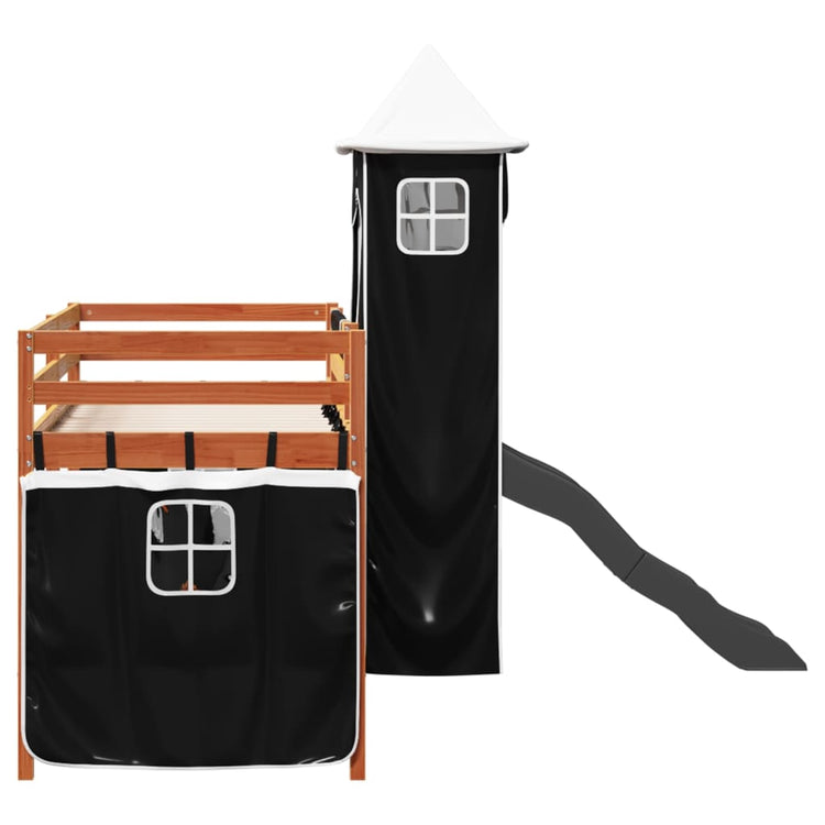 Letto a Soppalco con Torre Bambini Bianco e Nero 80x200cm Pino 3309125