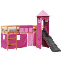 Letto a Soppalco con Torre Bambini Rosa 90x200cm Massello Pino 3309136