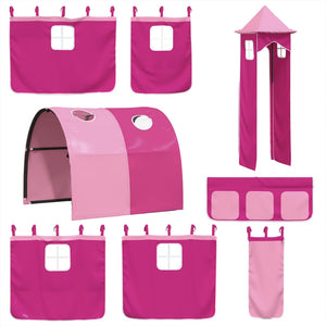 Letto a Soppalco con Torre Bambini Rosa 90x200cm Massello Pino 3309160