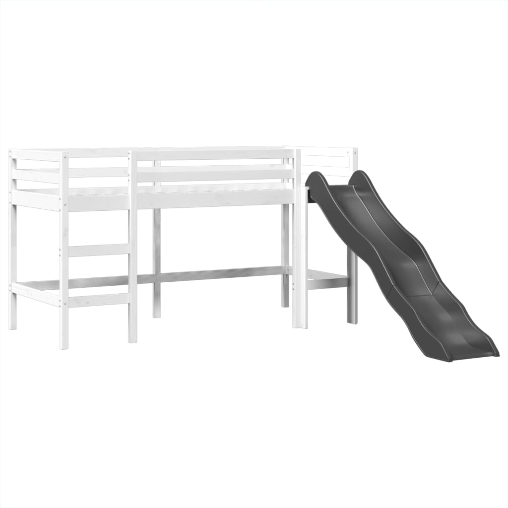 Letto a Soppalco con Torre Bambini Bianco e Nero 90x190cm Pino 3309167