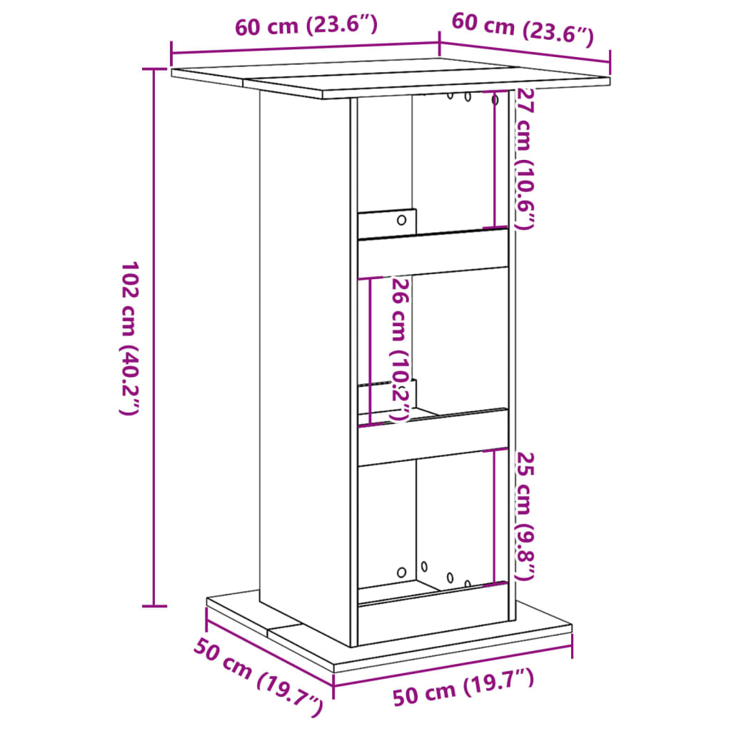 Tavolo Bar Portaoggetti Rovere Sonoma 60x60x102 cm Multistrato 854330