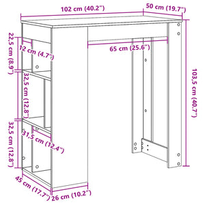 Tavolo Bar con Rastrelliera Marrone 102x50x103,5 cm Multistrato 854361