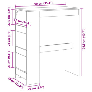 Tavolo Bar con Rastrelliera Grigio 90x40x103,5 cm Multistrato 854376