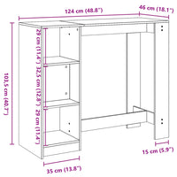 Tavolo Bar con Ripiano Rovere Sonoma 124x46x103,5cm Multistrato 854393