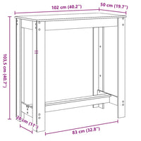 Tavolo da Bar Bianco 102x50x103,5 cm in Legno Multistrato 854409