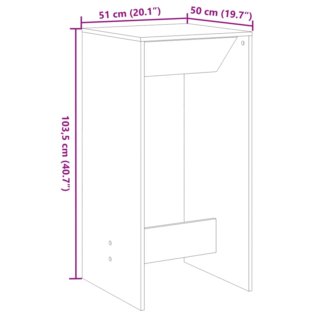 Tavolo da Bar Bianco 51x50x103,5 cm in Truciolato 854418