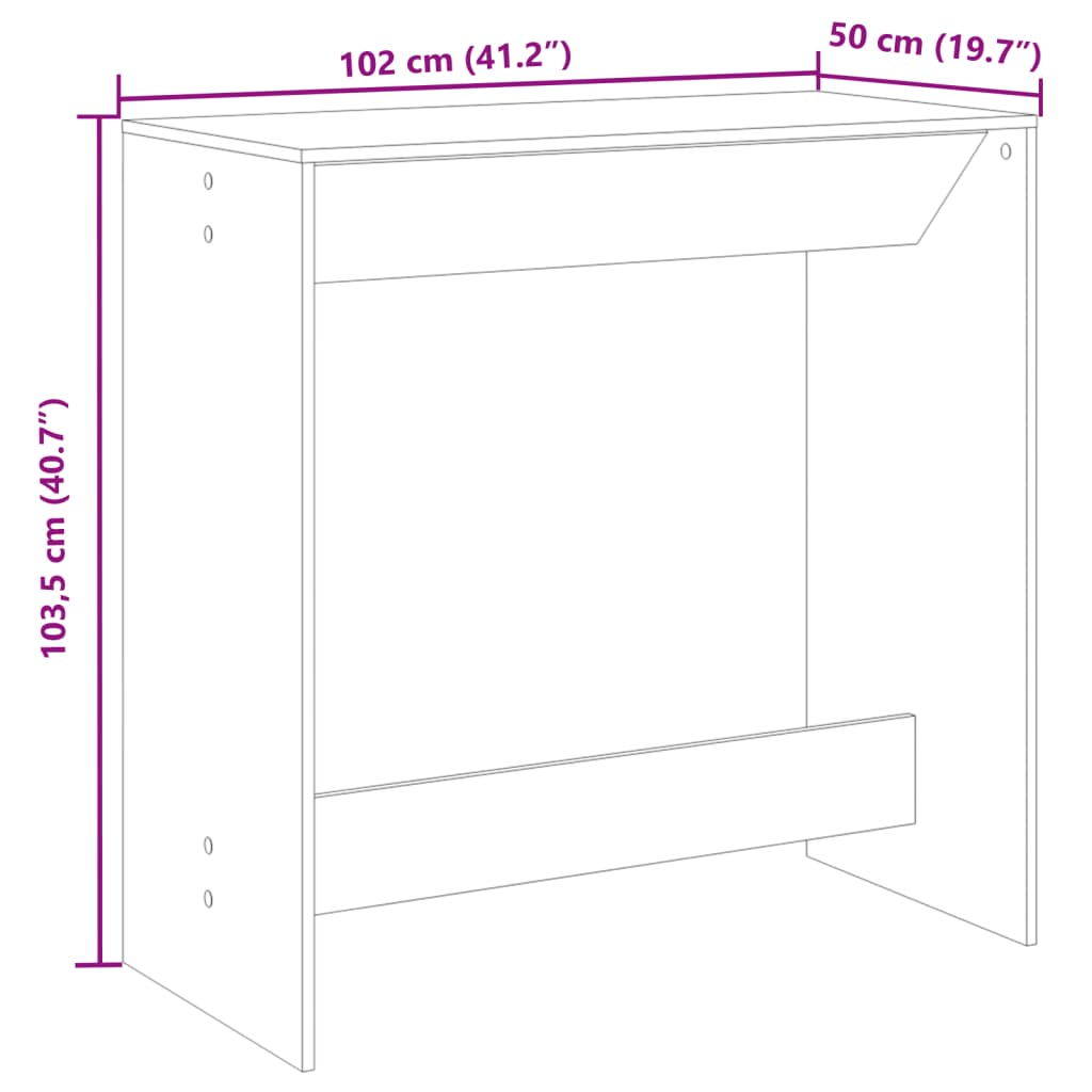 Tavolo da Bar Rovere Sonoma 102x50x103,5cm in Legno Multistrato 854429