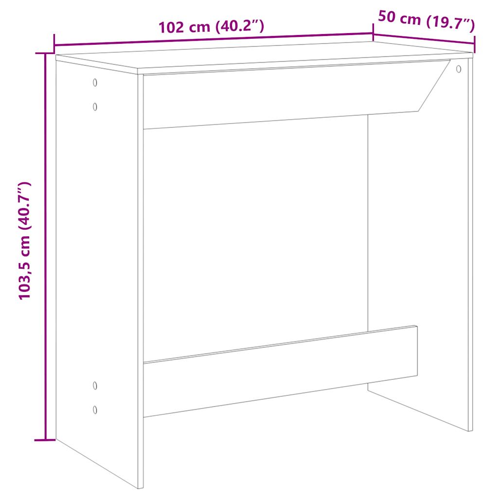 Tavolo Bar Rovere Artigianale 102x50x103,5 cm Legno Multistrato 854431