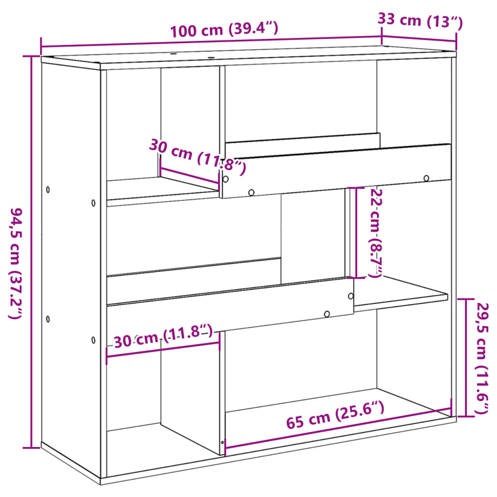 Libreria/Divisorio Grigio Cemento 100x33x94,5 cm 854439