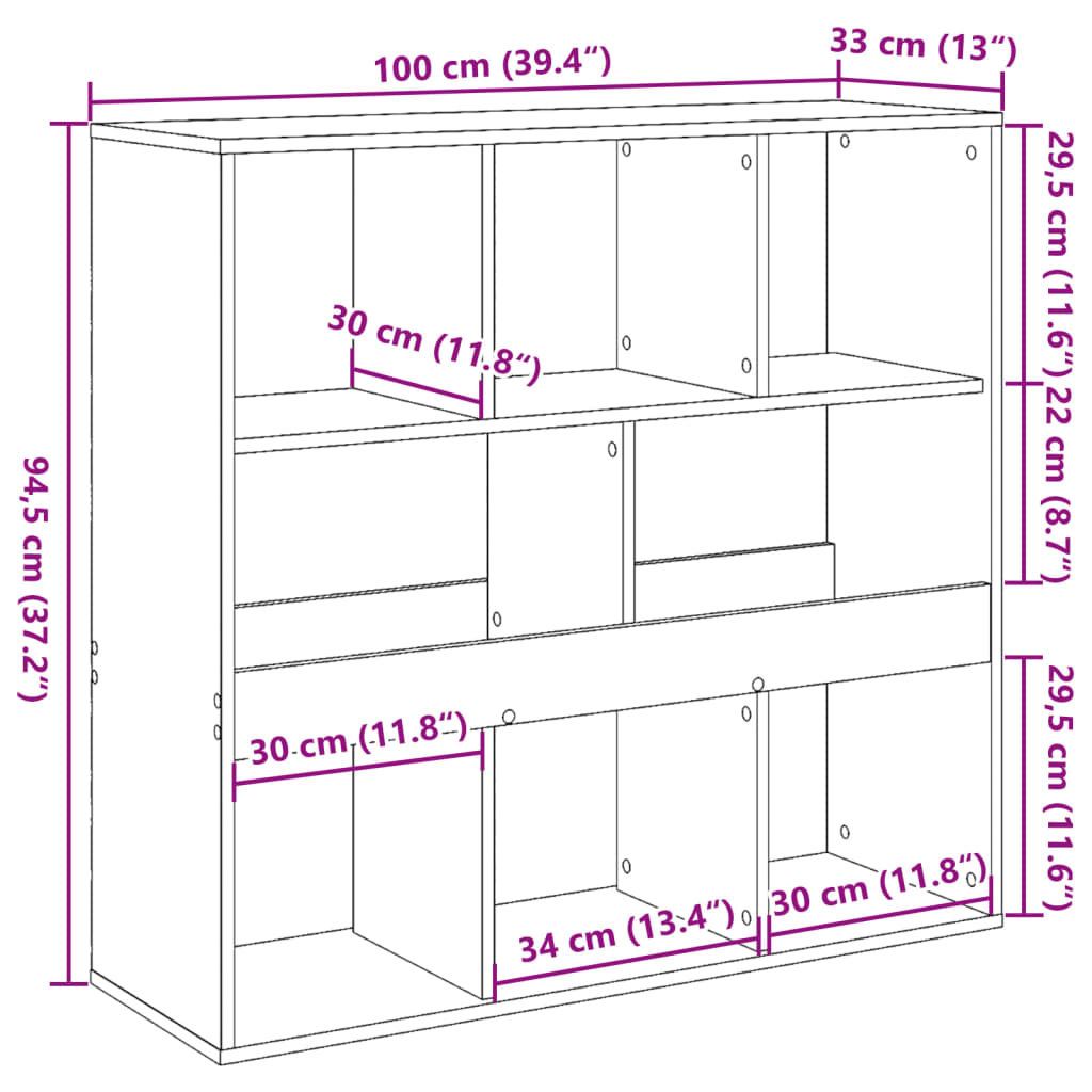 Libreria/Divisorio Nero 100x33x94,5 cm 854473