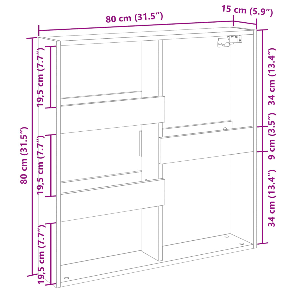 Armadietto a Muro Bianco 80x15x80 cm in Legno Multistrato 854544