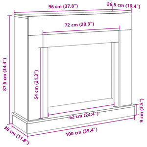 Cornice per Camino Bianca 100x30x87,5 cm in Truciolato 854562