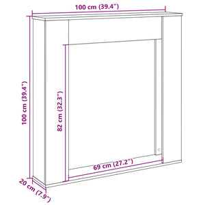 Cornice per Camino Grigio Cemento 100x20x100 cm in Truciolato 854574