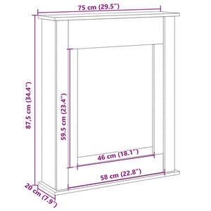 Cornice per Camino Grigio Cemento 75x20x87,5 cm in Truciolato 854583