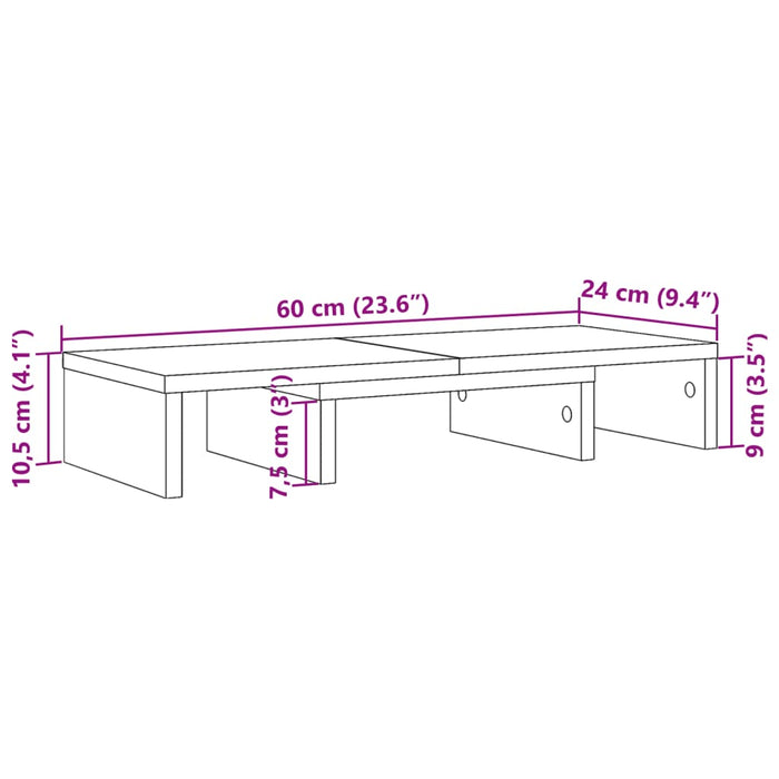 Supporto Monitor Regolabile Legno 60x24x10,5cm Truciolato 854632