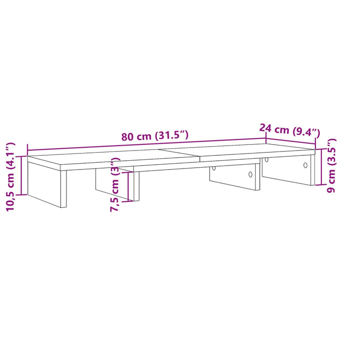 Supporto Monitor Regolabile Grigio 80x24x10,5 cm in Truciolato 854637